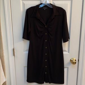 Black matte jersey rouched dress